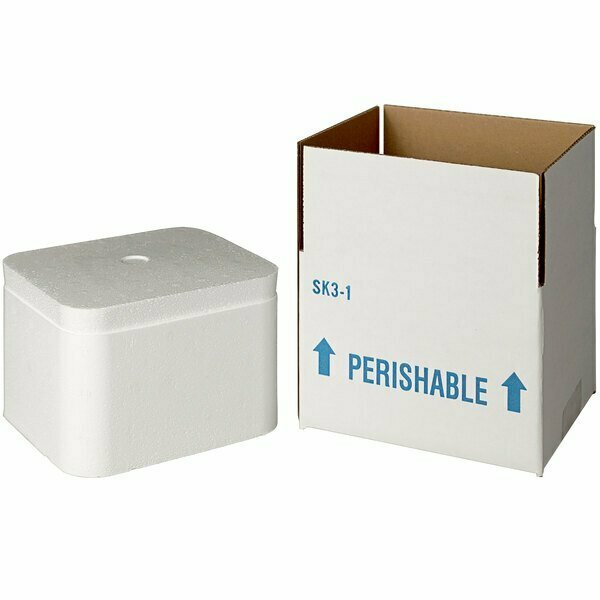 Plastilite Insulated Shipping Box with Foam Cooler 5 1/2'' x 4 1/2'' x 3'' - 1 3/8'' Thick 451SK3CPLT